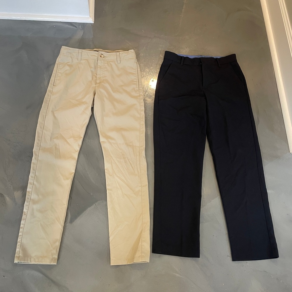 IZOD Boys Dress Pants Lot of 2 Size 12 Black Khaki Tan School Church
